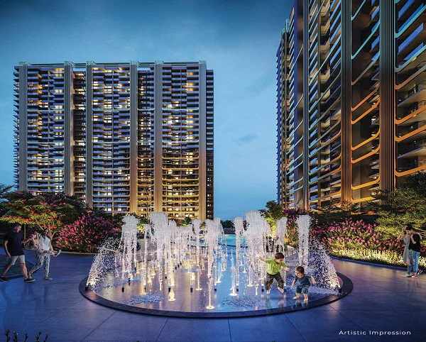 The night view of M3M Crown 111, with its luxurious features and amenities, is a stunning sight to behold