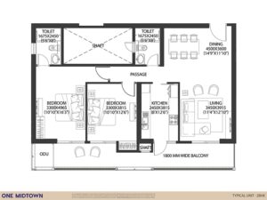 dlf one midtown 2bhk floor plan